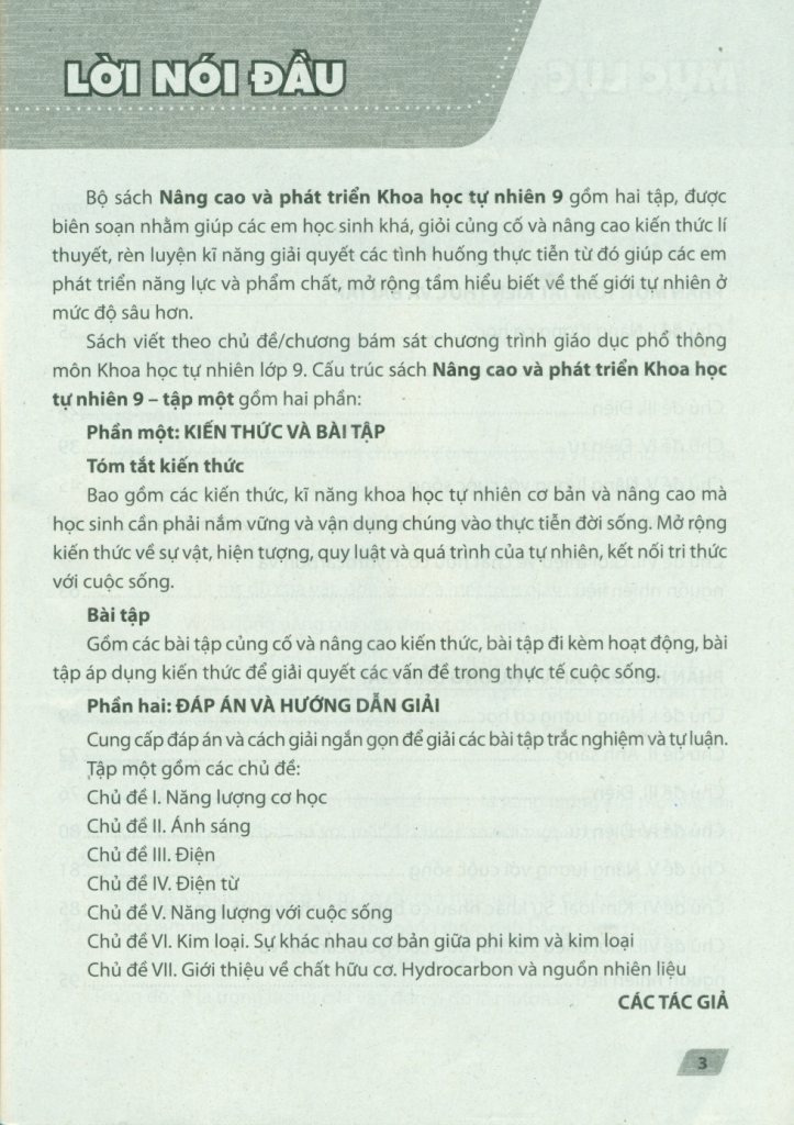 NÂNG CAO VÀ PHÁT TRIỂN KHOA HỌC TỰ NHIÊN LỚP 9 - TẬP 1 (Theo chương trình GDPT 2018)